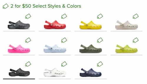 price tag crocs colors